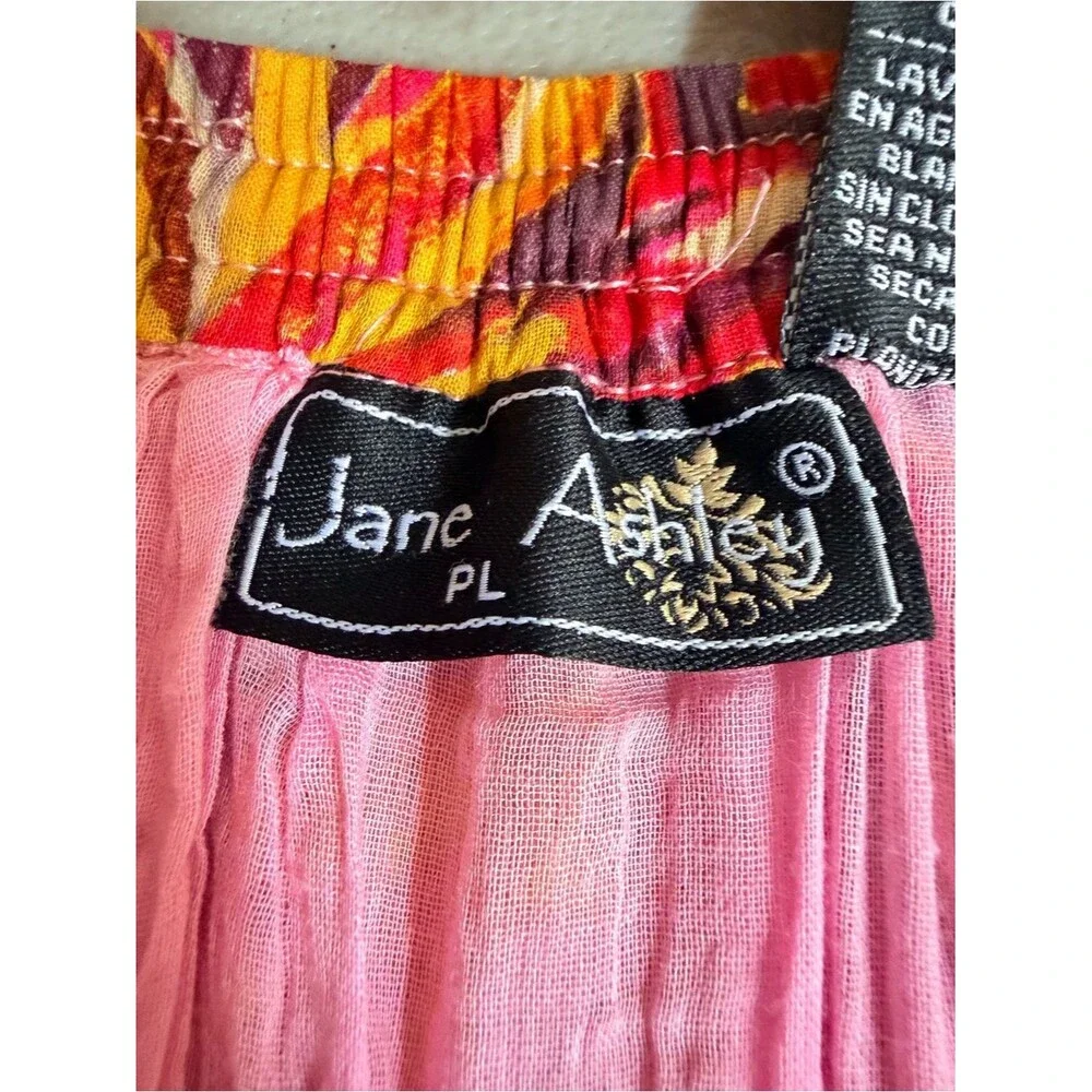Vintage Jane Ashley Prairie Skirt Size Large Petite Red Orange Elastic Waist
